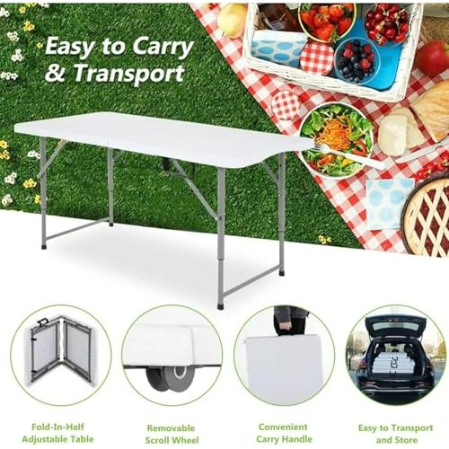 EDEBIBY 120CZ Folding Table Portable Small Table Semi Practical Table Small Indoor and Outdoor Adjustable Height with Hand...