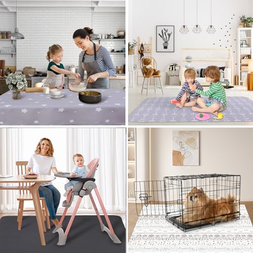 51” Baby Splat Mat for Under High Chair/Arts/Crafts, WOMUMON Washable Waterproof Anti-Slip Floor Splash Mat, Portable Wipe...
