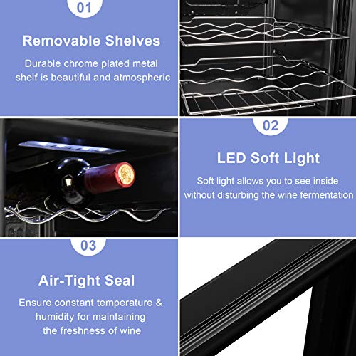 ROVSUN 28 Bottle Wine Fridge, Freestanding Compressor Wine Cooler Refrigerator, Beverage Wine Chiller with Digital Tempera...