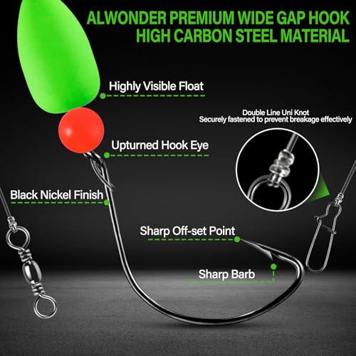 Alwonder 5-Pack Pompano Rigs Surf Fishing Rigs with Snell Floats, Saltwater Live Bait Rig Swivels Duo Lock Snaps Circle Wi...