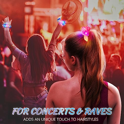 8 Pcs LED Scrunchies for Women - Scrunchy, Light Up Scrunchies for Girls, Colorful Yarn Hair Tie Multi Light Modes, Glow i...
