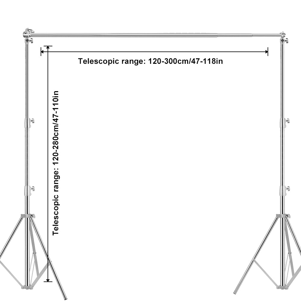 Photo Video Studio Backdrop Stand, 9.19ft Stainless Steel Backdrop Support System Background Stand with Carry Bag for Portrait & Studio Photography