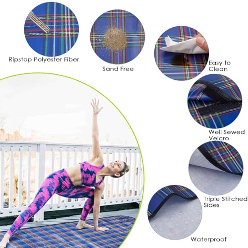 Beach Picnic Blanket, Sandproof Waterproof Camping Blankets Large, Outdoor Sandfree Foldable Mat 55x40in, Oversized Packab...