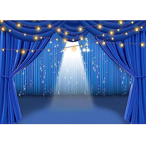 6x4ft Blue Theater Stage Spotlights Backdrop for Business Event Prom Talent Show Anniversary Party Photography Background
