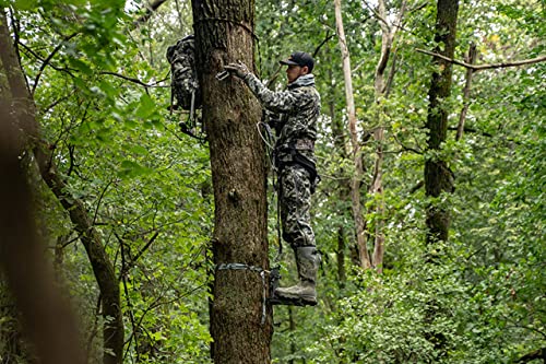Hawk Full Platform Stand w/ Silent Strap Attachment for Deer Hunting, Helium Hammock Apex, Black - Adjustable Climbing Tre...