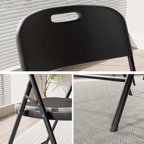 VECELO 5 Piece Folding Card Table Square and Chairs Set, Plastic Tabletop & Seat, Foldable & Portable for Indoor Outdoor U...