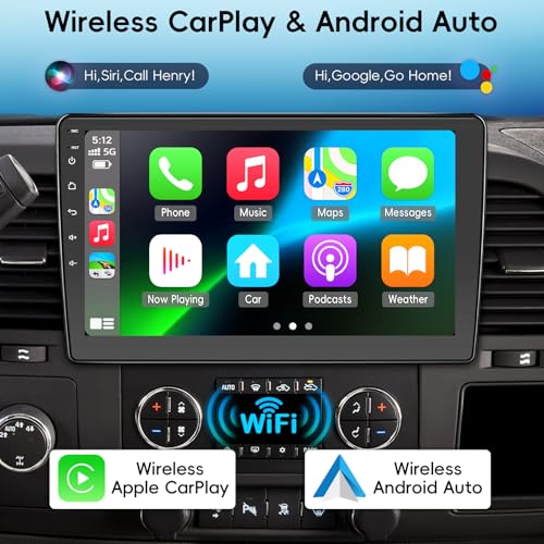 Car Radio Stereo for Chevy Silverado 2007-2013 GMC Sierra Yukon,2+64G Android 13 Touch Screen Radio with Wireless CarPlay ...