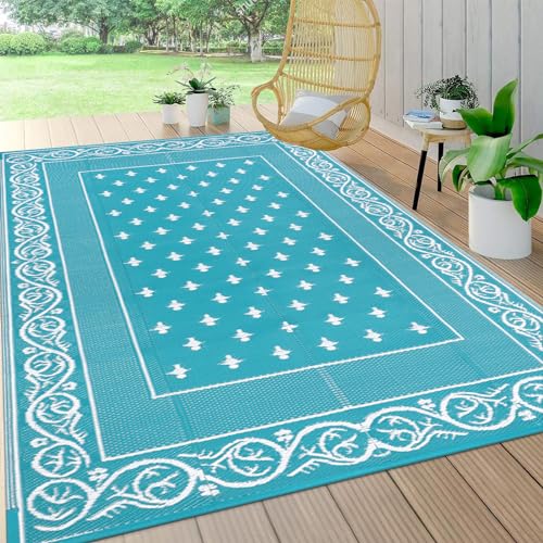 Pauwer Waterproof Outdoor Rug 6x9, Reversible Plastic Straw Patio Camping Rug, Indoor Outdoor RV Mat Carpet for Deck, Camp...