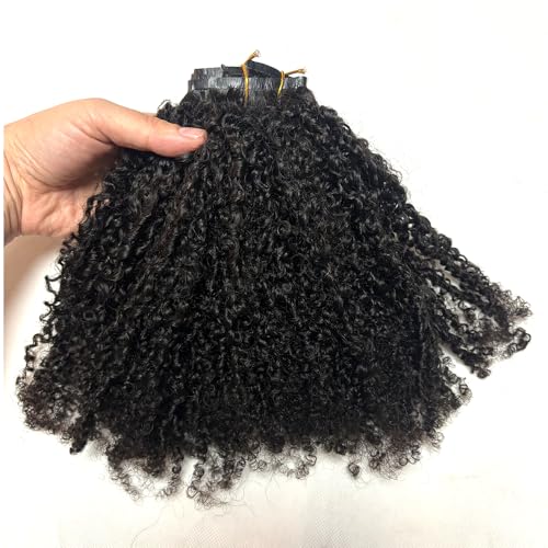 Kinky Curly Clip in Hair Extensions Real Human Hair Seamless PU Clip ins Hair Skin Weft 7pcs/set 120g 20inch for Black Women