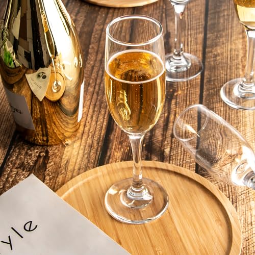 HAKEEMI Elegant Champagne Flutes Set of 16 Champagne Glasses for Wedding or Christmas, 6 oz Ideal for Sparkling Wine - Dis...