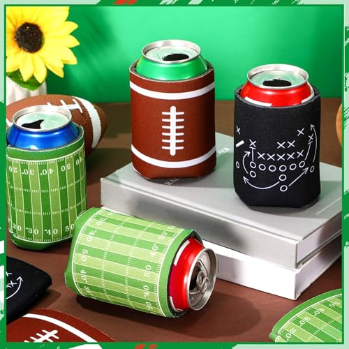 Nuogo 24 Pcs Football Party Favors Can Cooler Sleeves American Football Soft Insulated Foam Can Sleeves Skinny Cans Party ...