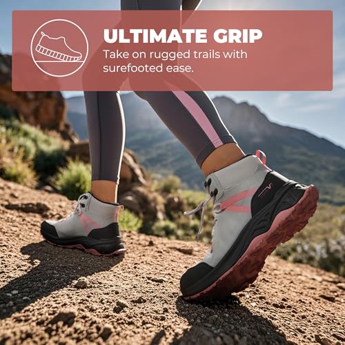 NORTIV 8 Women's Hiking Boots Waterproof Lightweight Outdoor Trekking Comfortable Non-Slip Backpacking Camping Ankle Boot ...