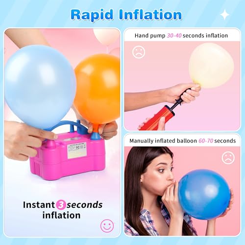 Nulink Electric Balloon Pump, Portable Electric Balloon Blower Machine Balloon Air Pump Dual Nozzle 110V 600W Balloon Infl...