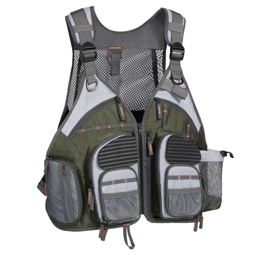 BASSDASH Strap Fishing Vest Adjustable for Men and Women, for Fly Bass Fishing and Outdoor Activities
