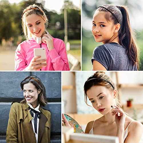 WILLBOND 6 Pieces Plastic Headbands for Women Thin Headband with Teeth Plain Head Bands for Halloween Christmas Women's Hair