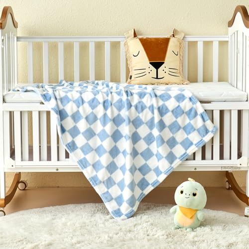 Yurhap Checkered Baby Blanket Fleece Baby Blankets for Boys, Ultra Soft Cozy Fluffy Infant Toddler Newborn Receiving Blank...