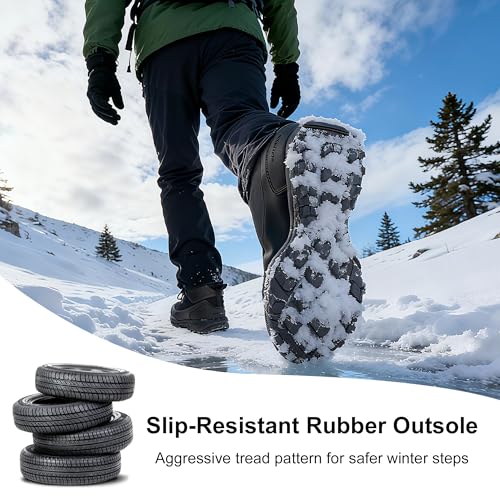 HUMTTO Men's Winter Hiking Snow Boots - Waterproof Warm & Non-Slip Lightweight Fur Lined Ankle Boots, For Cold-Weather Dai...