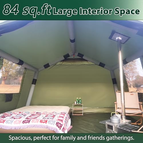 WaldZimmer Inflatable Camping Tent with Hand Pump Waterproof Outdoor Blow up Tent 2-8 Person Oxford 4 Season Glamping Air ...