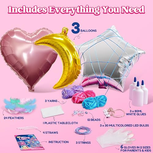 Klever Kits 3D String Art Kit for Kids, Light Up String Light Toy with 30 Multi-Colored LED Bulbs, Arts and Crafts Set, Bi...