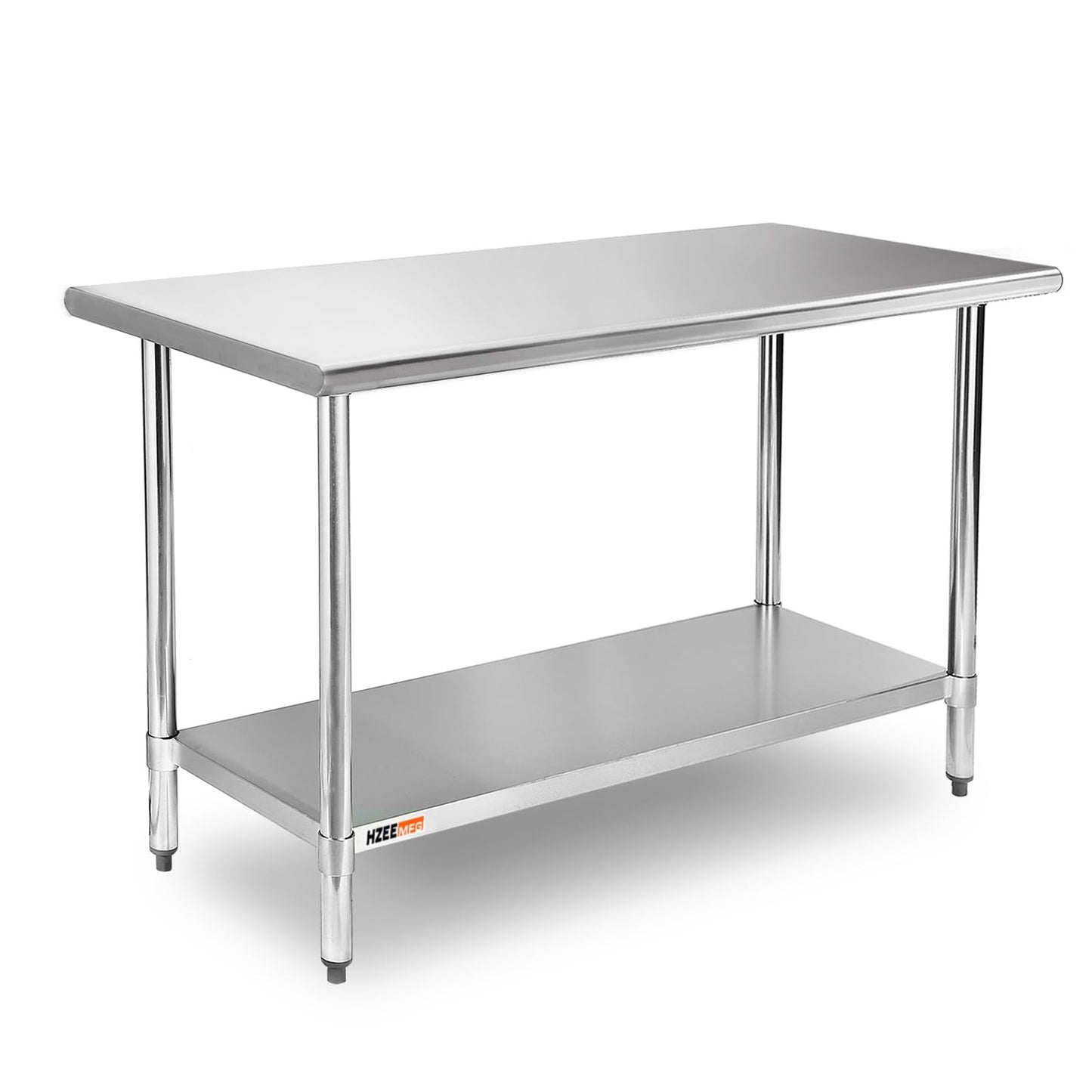 HZEEMFG Stainless Steel Table for Prep & Work 60 x 24 inches, 5ft, Heavy Duty Metal Table with Adjustable Undershelf for Commercial Kitchen, Restaurant, Home, Hotel, Laundry Room,Garage, Workshops