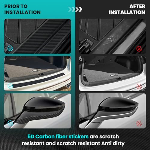 LonXFan Black Carbon Fiber Wrap (4In x 33Ft) 5D Carbon Anti-Collision Window Sill Bumper Door sill Protector for Most Cars...