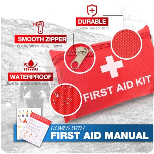 First Aid Kit for Home Car Travel 107 Piece Emergency Kits for Hiking Camping Small Trauma Kit for Boat Vehicle Lightweigh...