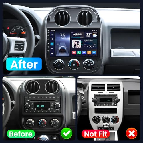 [4Core 64GB ROM] Car Radio Stereo for Jeep Compass Patriot 2010-2016: 10 inch 1280 * 800 Touch Screen 5GWiFi Wireless Carp...