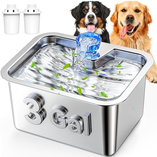 Stainless Steel Dog Water Fountain, 3 Gallon Extra Large Pet Drinking Fountain for Large Dogs & Multi-pet, Automatic Dog W...