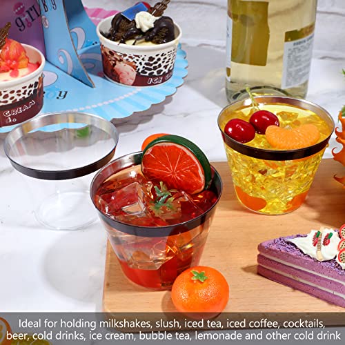 Norme 50 Pcs Plastic Cups 9 oz Rimmed Plastic Cups Heavy Duty Wine Glasses Cocktail Glasses Drinking Tumblers for Valentin...