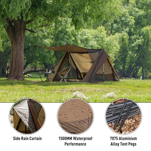 POMOLY Bushcraft Shelter Trekking Pole Tent 20D Nylon Ripstop, STOVEHUT Ultralight Backpacking Tent with Porch for Camping...