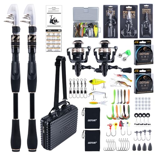 Goture Fishing Rod and Reel Combo - Carbon Fiber Telescopic Fishing Pole - Spinning Reel 9+1 Shielded Bearings Stainless S...