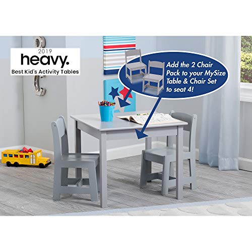 Delta Children MySize Kids Wood Table and Chair Set (2 Chairs Included) - Ideal for Arts & Crafts, Snack Time & More - Gre...