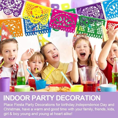 Asoulin 6PCS Mexican Party Decorations, 90FT Plastic Papel Picado Fiesta Party Banners, Dia De Los Muertos, Day of The Dea...
