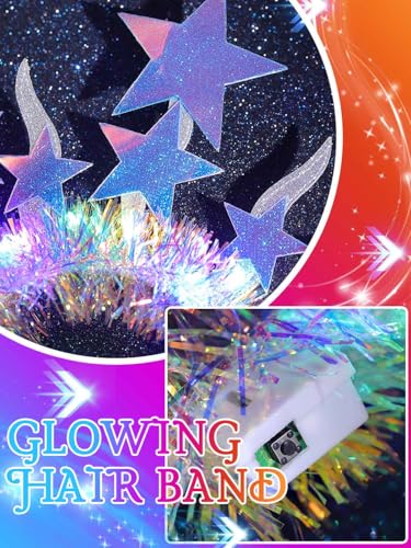 Campsis Led Star Headband, Light Up Star Headpiece, Glowing Festival Holiday Party Hair Accessory