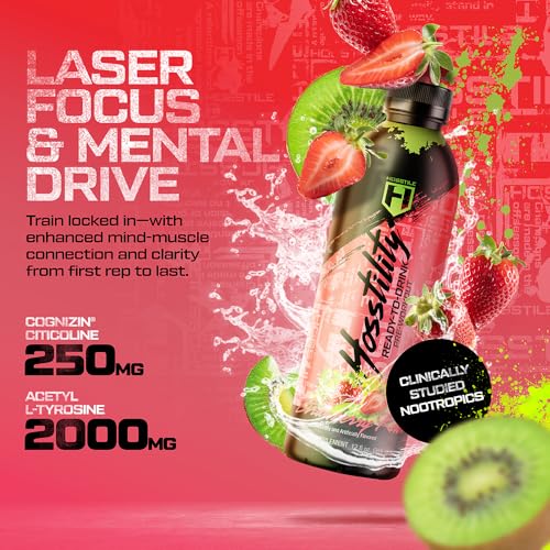 HOSSTILE Hosstility RTD Pre-Workout – Ready to Drink Pre Workout for Energy, Focus, Pump & Hydration, All-in-One Formula f...