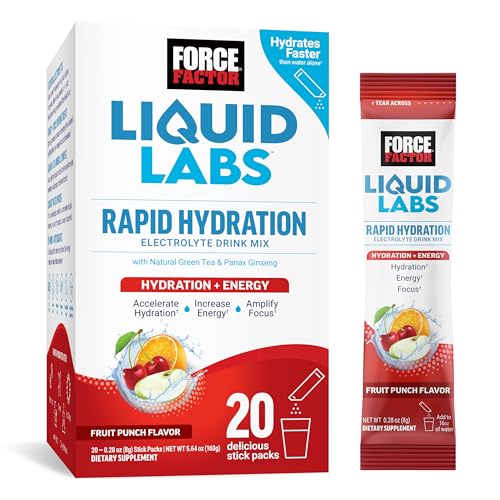 Force Factor Liquid Labs Energy Drink, Electrolytes Powder, Hydration Packets to Boost Energy & Focus, 5 Essential Electro...