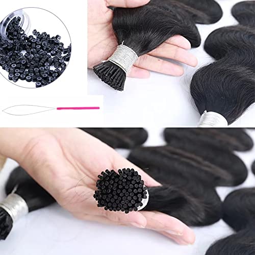 I Tips Body Wave Microlink Human Hair Extensions Brazilian 100% Real Human Hair Bundles Itips Micro Beads Body Wave Bulks Pre Bonded Keratin Stick Tipped Hair Extensions 100 Strands 100g 16"