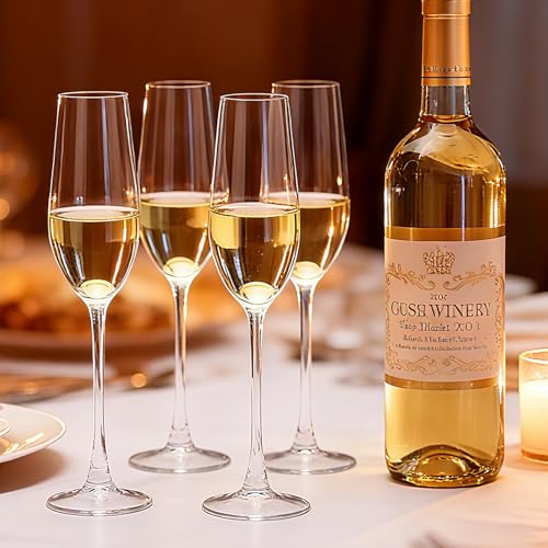 Champagne Flutes 7.5oz, Champagne Glasses Set of 6,Unique Gift for Birthday, Wedding, Anniversary, Wedding Toasting Glasse...