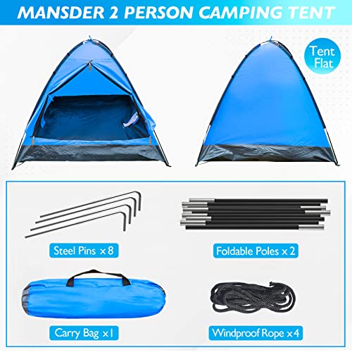 Mansader 2 Person Camping Dome Tent,Waterproof Lightweight Portable Tents for Outdoor Camping Hiking Travel