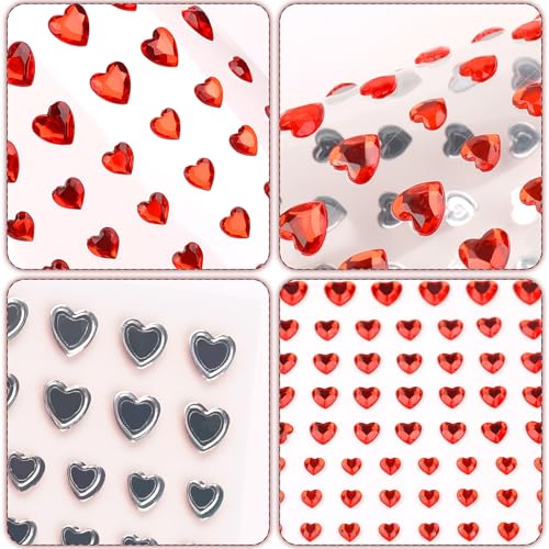 264Pcs Heart Face Gems Love Gems, Self-Adhesive Face Jewels Rhinestones 5/7/10 mm DIY Face Gems Stick on, Valentine Makeup...