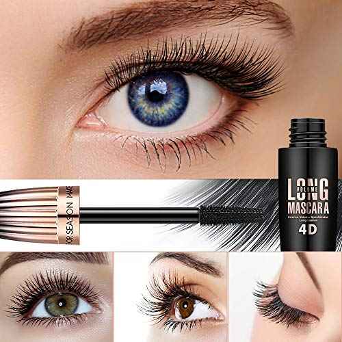 4D Silk Fiber Lash Mascara, Waterproof Long Lasting Mascara Black Volume and Length Natural, Exquisitely Full, Lengthening Thickening Softer Fuller Lashes Amplify Smudge-Proof Eyelash Mascaras,1 Pack