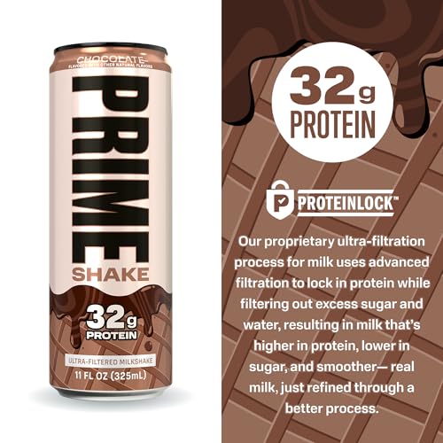 PRIME Protein Shake, Chocolate, 32g Protein for Muscle Support & Recovery, Ultra-Filtered Milk, Lactose Free, Low Sugar, L...