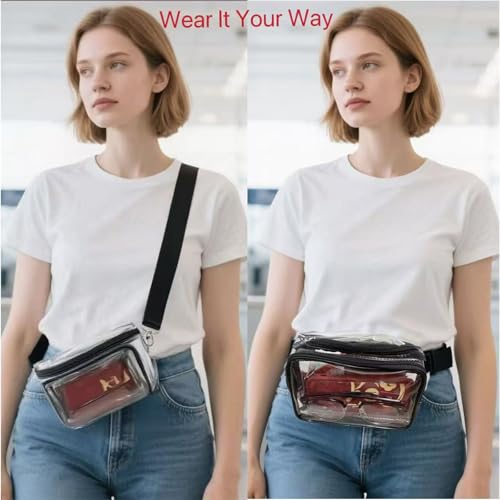 Cytongyo Clear Fanny Pack Stadium Approved, Clear Bag for Stadium Events Crossbody Belt Bag for Women Men Transparent Wais...