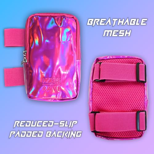 Holographic Thigh Bag No-Slip-Padded Backing - Inner Pockets & Double Zipper Carnival Thigh Bag for Women - Iridescent Leg...
