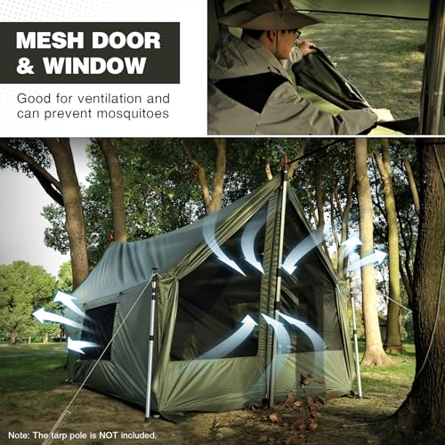 REDCAMP Large Hammock Hot Tent with Stove Jack, Waterproof & Windproof Winter Wall Tent with Snow Skirt, Ultralight 4 Seas...