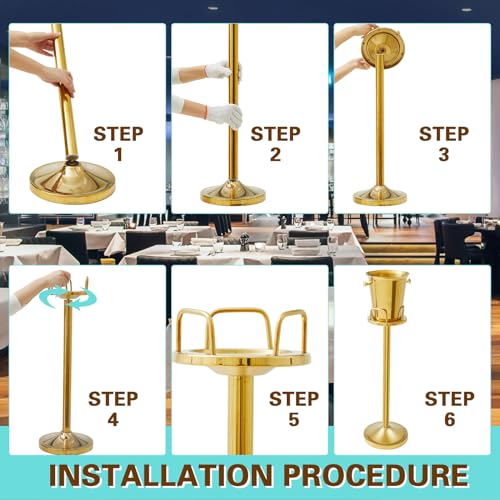 Lallisa 2 Pieces Wine Ice Bucket with Stand Stainless Steel Standing Champagne Ice Bucket Cube Container on Stand for Beer...