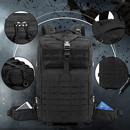 EMDMAK Military Tactical Backpack, 42L Large Military Pack Army 3 Day Assault Pack Molle Bag Rucksack