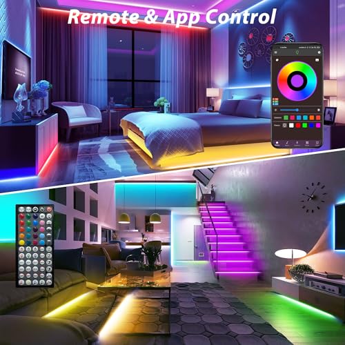 Ledagic Led Lights for Bedroom 150 ft (2 Rolls of 75ft), Music Sync RGB Led Strip Lights with Remote App Control, Color Ch...