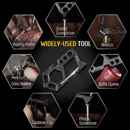 Carabiner Keychain Stainless Steel Multitool - 11 in 1 Tactical Emergency Survival Gear - Glass Breaker,Bottle Opener, Wre...