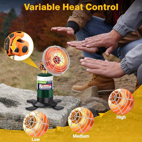 Portable Propane Heater for Camping,Small Outdoor Patio Garage Heater,Self-Ignition,with Foldable Gas Cylinder Holder for ...